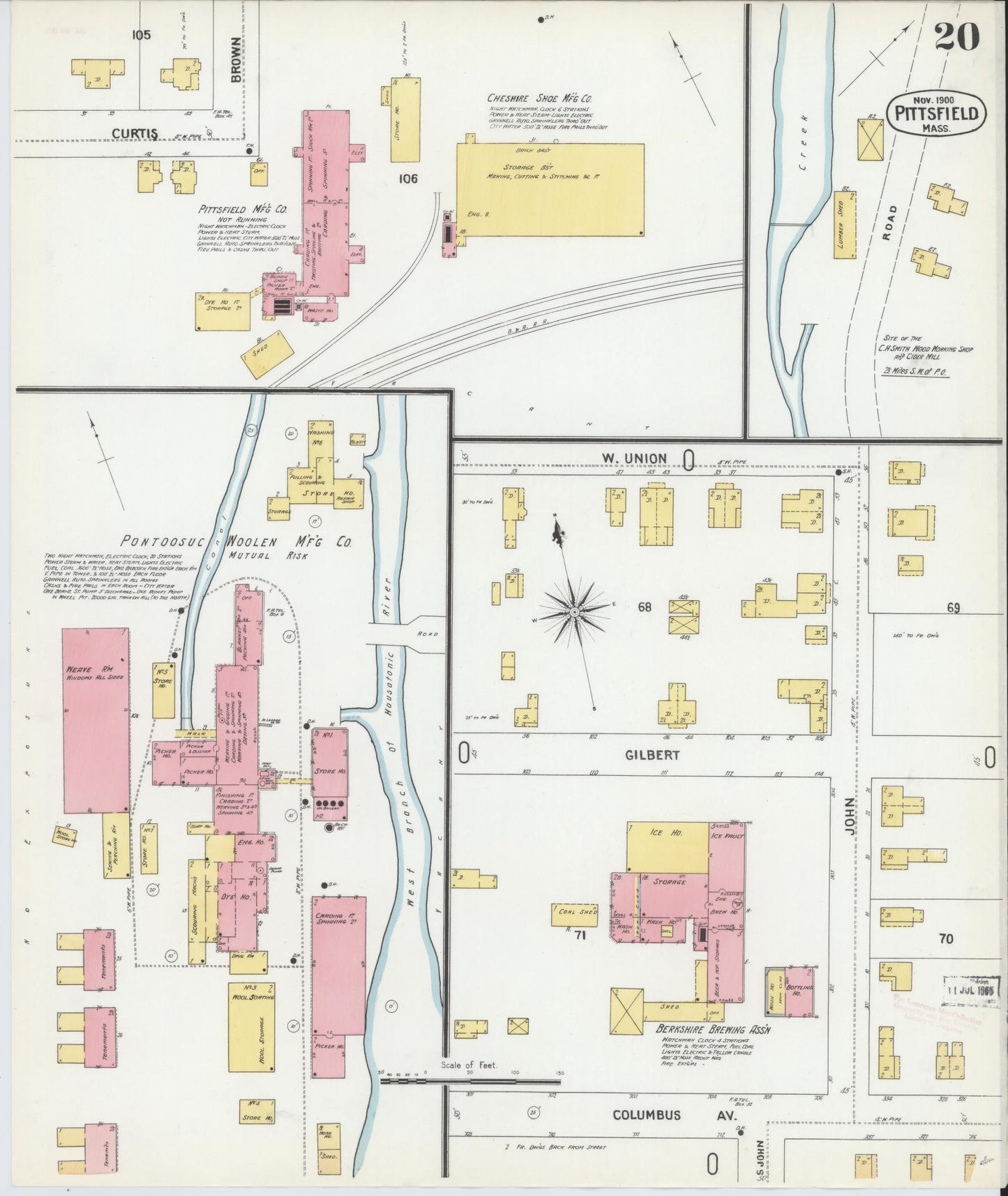 Sanborn Fire Insurance Map from Pittsfield, Berkshire County, Massachusetts (1900), Sheet #0020 - Complete Map Set gallery image, historic Sanborn map, vintage wall art, Massachusetts Massachusetts