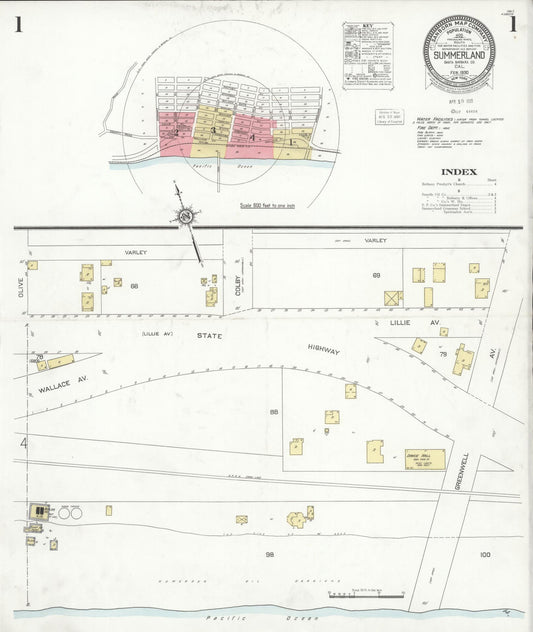 Sanborn Fire Insurance Map from Summerland, Santa Barbara County, California (1930), Sheet #0001 - Complete Map Set gallery image, historic Sanborn map, vintage wall art, California California