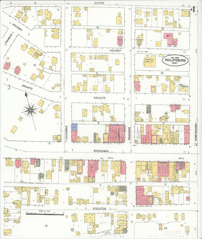 Sanborn Fire Insurance Map from Philipsburg, Granite County, Montana (1909), Sheet #0004 - Complete Map Set gallery image, historic Sanborn map, vintage wall art, Montana Montana