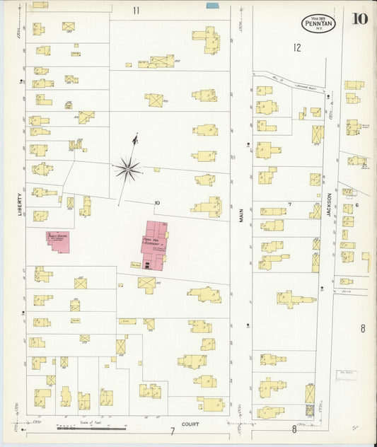Sanborn Fire Insurance Map from Penn Yan, Yates County, New York (1909), Sheet #0010 - Historic Sanborn Fire Insurance Map Print, vintage old map wall art, antique decor, genealogy gift, New York New York map