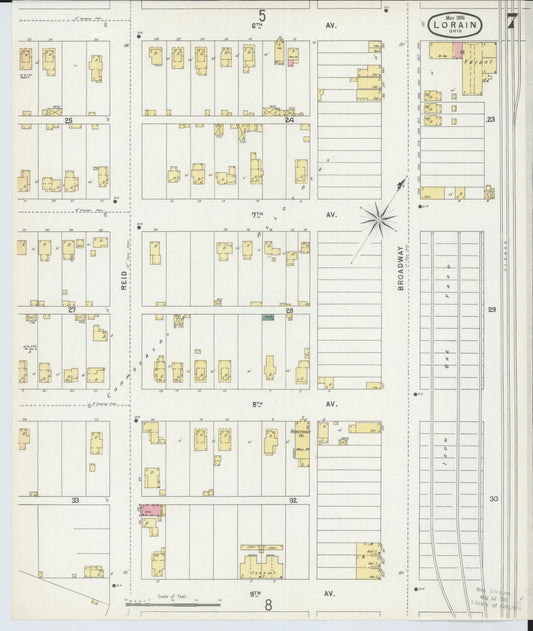 Sanborn Fire Insurance Map from Lorain, Lorain County, Ohio (1896), Sheet #0007 - Historic Sanborn Fire Insurance Map Print, vintage old map wall art, antique decor, genealogy gift, Ohio Ohio map
