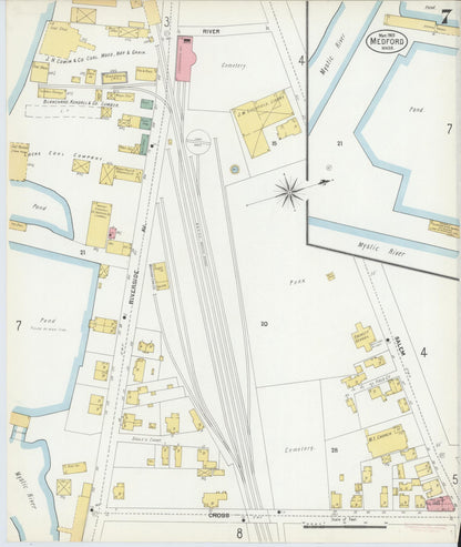 Sanborn Fire Insurance Map from Medford, Middlesex County, Massachusetts (1903), Sheet #0007 - Complete Map Set gallery image, historic Sanborn map, vintage wall art, Massachusetts Massachusetts