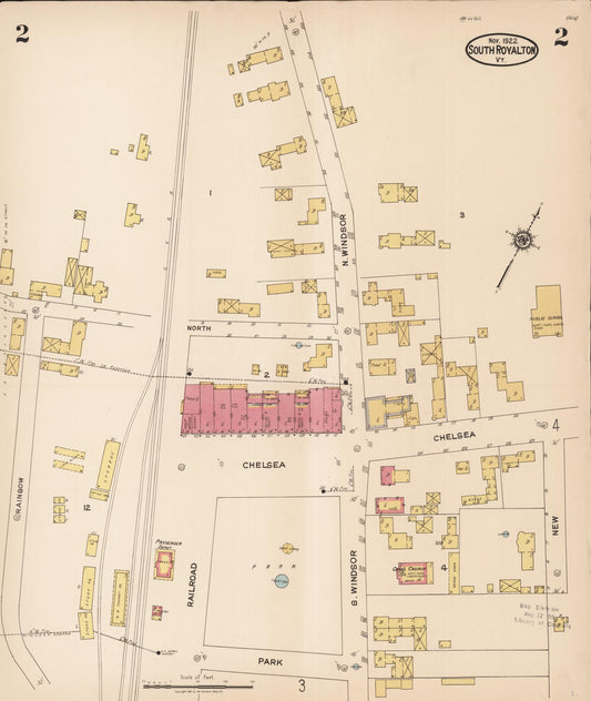Sanborn Fire Insurance Map from South Royalton, Windsor County, Vermont (1922), Sheet #0002 - Historic Sanborn Fire Insurance Map Print, vintage old map wall art, antique decor, genealogy gift, Vermont Vermont map