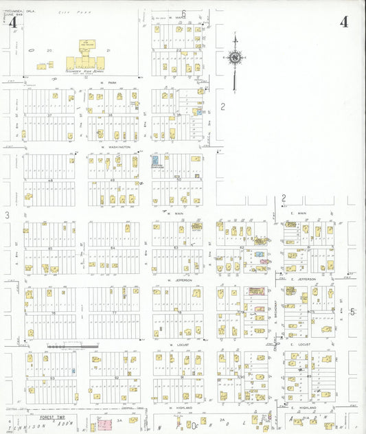 Sanborn Fire Insurance Map from Tecumseh, Pottawatomie County, Oklahoma (1949), Sheet #0004 - Historic Sanborn Fire Insurance Map Print, vintage old map wall art, antique decor, genealogy gift, Oklahoma Oklahoma map