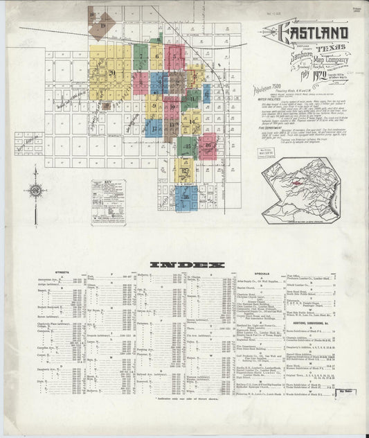 Sanborn Fire Insurance Map from Eastland, Eastland County, Texas (1920), Sheet #0001 - Complete Map Set gallery image, historic Sanborn map, vintage wall art, Texas Texas