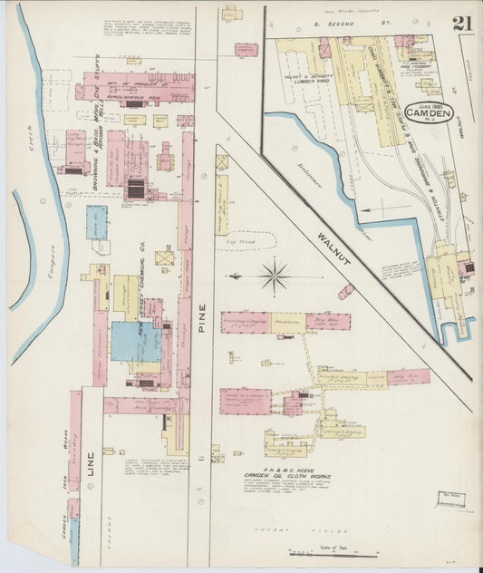 Sanborn Fire Insurance Map from Camden, Camden County, New Jersey (1885), Sheet #0021 - Historic Sanborn Fire Insurance Map Print, vintage old map wall art, antique decor, genealogy gift, New Jersey New Jersey map