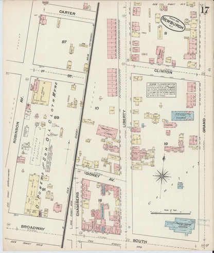 Sanborn Fire Insurance Map from Newburgh, Orange County, New York (1884), Sheet #0017 - Complete Map Set gallery image, historic Sanborn map, vintage wall art, New York New York