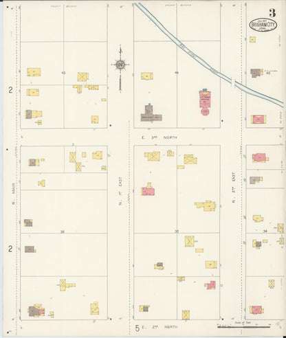 Sanborn Fire Insurance Map from Brigham City, Box Elder County, Utah (1917), Sheet #0003 - Complete Map Set gallery image, historic Sanborn map, vintage wall art, Utah Utah
