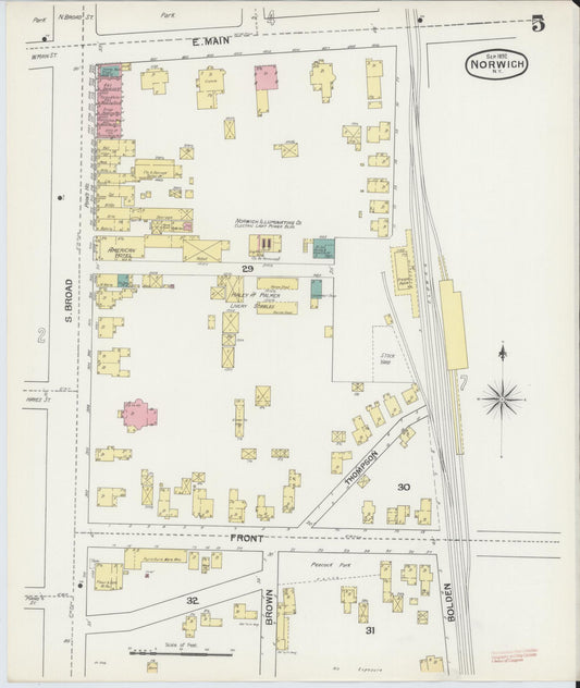 Sanborn Fire Insurance Map from Norwich, Chenango County, New York (1892), Sheet #0005 - Historic Sanborn Fire Insurance Map Print, vintage old map wall art, antique decor, genealogy gift, New York New York map