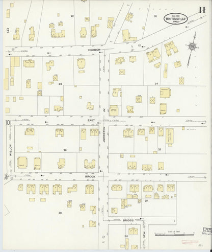 Sanborn Fire Insurance Map from Whitinsville, Worcester County, Massachusetts (1910), Sheet #0011 - Historic Sanborn Fire Insurance Map Print, vintage old map wall art, antique decor, genealogy gift, Massachusetts Massachusetts map