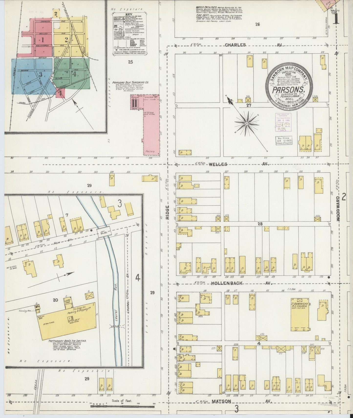 Sanborn Fire Insurance Map from Parsons, Luzerne County, Pennsylvania (1903), Sheet #0001 - Complete Map Set gallery image, historic Sanborn map, vintage wall art, Pennsylvania Pennsylvania