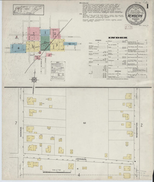 Sanborn Fire Insurance Map from Newbern, Dyer County, Tennessee. (1914) – Historic Sanborn Fire Insurance Map Print
