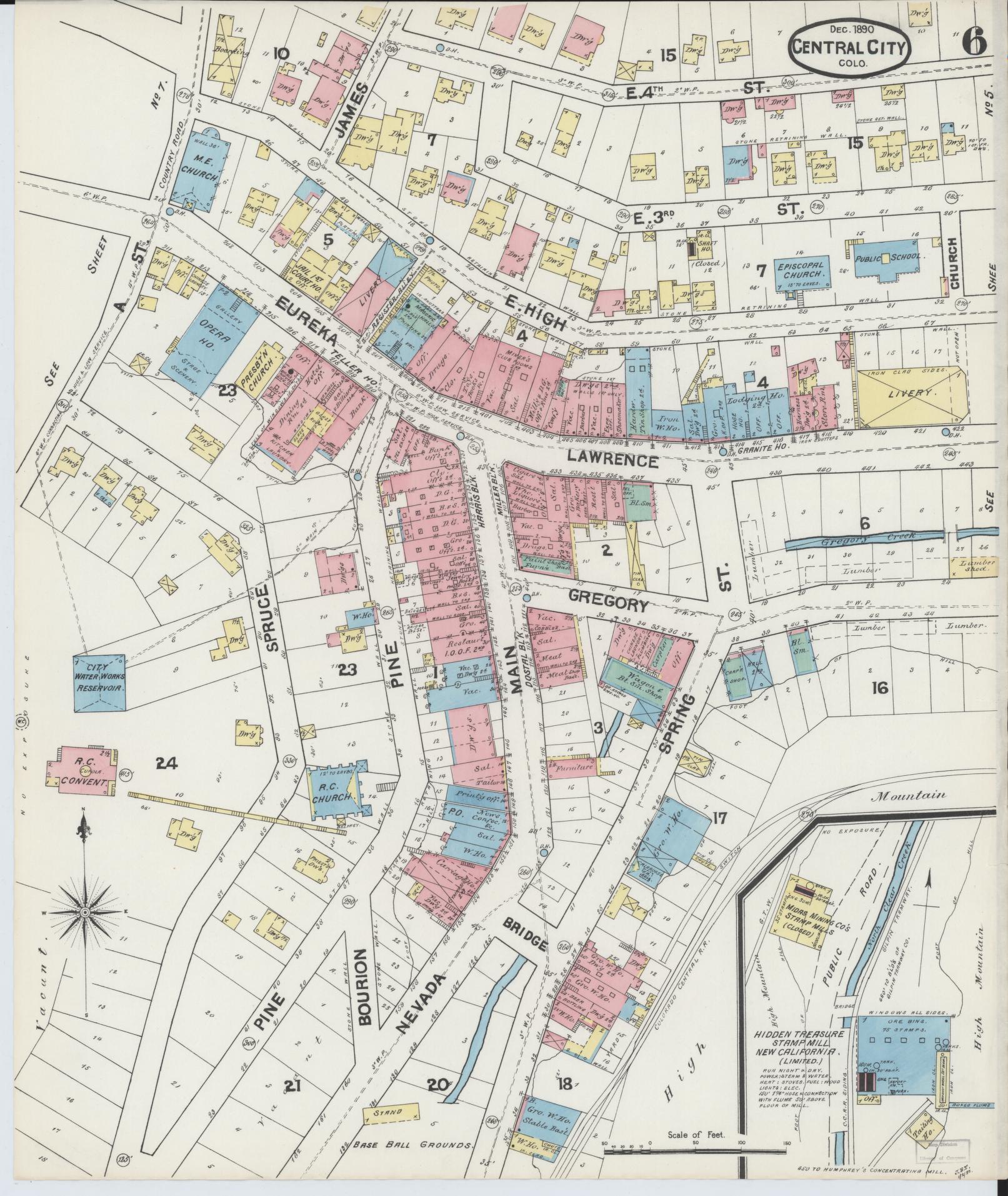Sanborn Fire Insurance Map from Central City, Gilpin County, Colorado (1890), Sheet #0006 - Historic Sanborn Fire Insurance Map Print, vintage old map wall art, antique decor, genealogy gift, Colorado Colorado map