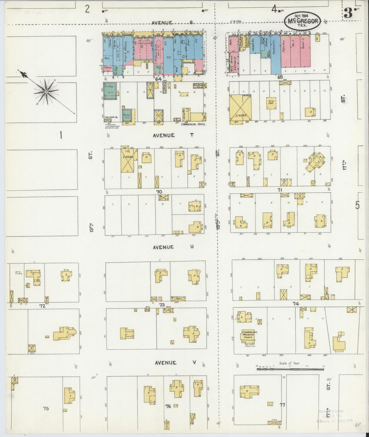 Sanborn Fire Insurance Map from McGregor, McLennan County, Texas (1904), Sheet #0003 - Complete Map Set gallery image, historic Sanborn map, vintage wall art, Texas Texas