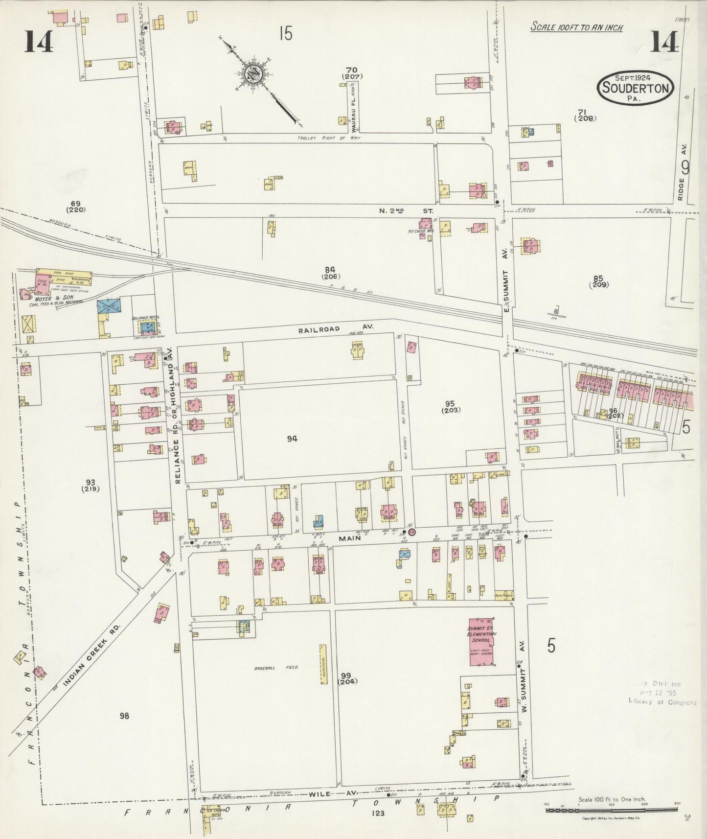 Sanborn Fire Insurance Map from Souderton, Montgomery County, Pennsylvania (1924), Sheet #0014 - Complete Map Set gallery image, historic Sanborn map, vintage wall art, Pennsylvania Pennsylvania