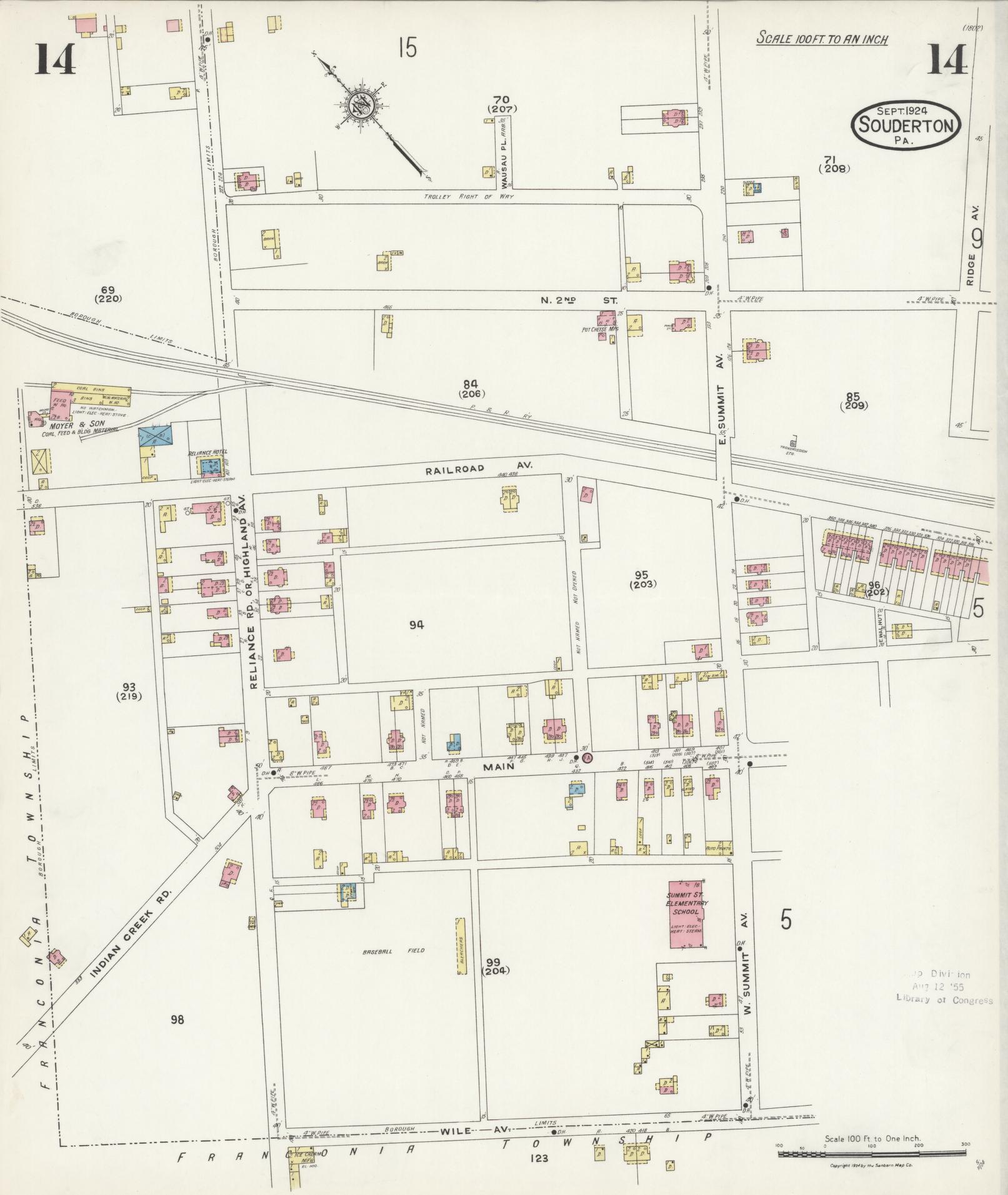 Sanborn Fire Insurance Map from Souderton, Montgomery County, Pennsylvania (1924), Sheet #0014 - Complete Map Set gallery image, historic Sanborn map, vintage wall art, Pennsylvania Pennsylvania