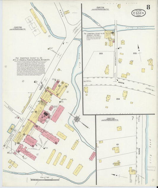 Sanborn Fire Insurance Map from Essex, Middlesex County, Connecticut (1914), Sheet #0008 - Historic Sanborn Fire Insurance Map Print, vintage old map wall art, antique decor, genealogy gift, Connecticut Connecticut map