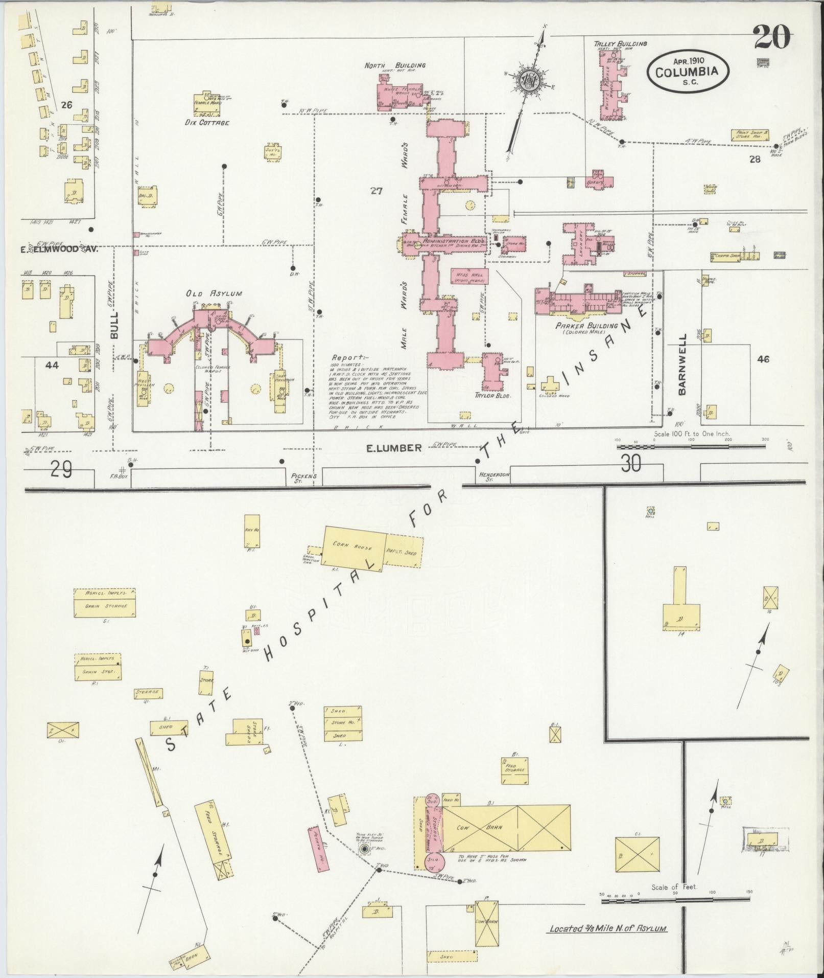 Sanborn Fire Insurance Map from Columbia, Richland County, South Carolina (1910), Sheet #0020 - Complete Map Set gallery image, historic Sanborn map, vintage wall art, South Carolina South Carolina