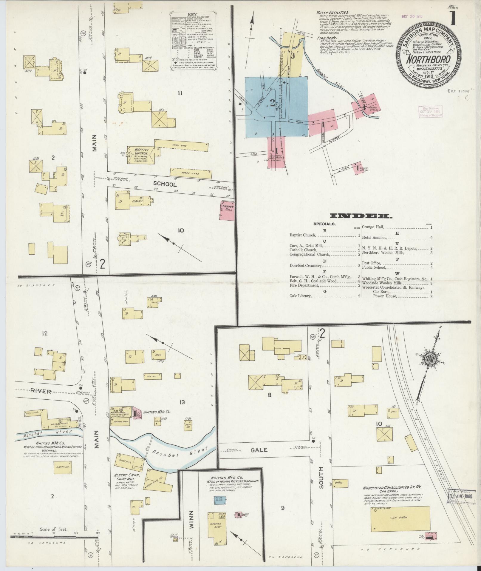 Sanborn Fire Insurance Map from Northboro, Worcester County, Massachusetts (1910), Sheet #0001 - Complete Map Set gallery image, historic Sanborn map, vintage wall art, Massachusetts Massachusetts