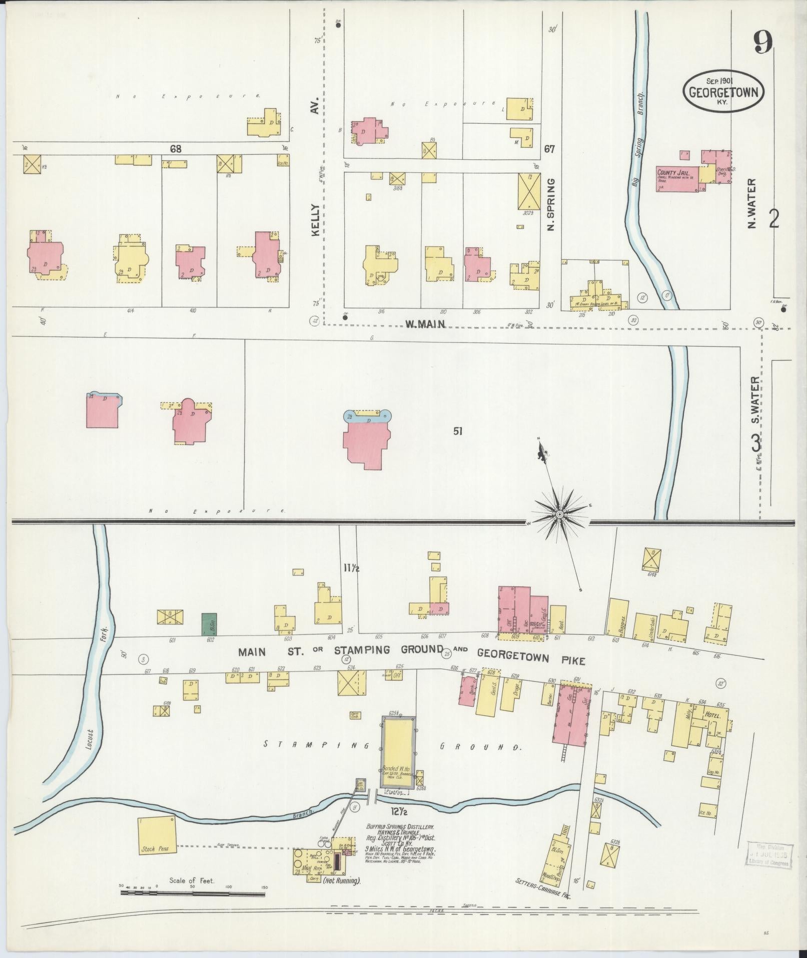 Sanborn Fire Insurance Map from Georgetown, Scott County, Kentucky (1901), Sheet #0009 - Complete Map Set gallery image, historic Sanborn map, vintage wall art, Kentucky Kentucky