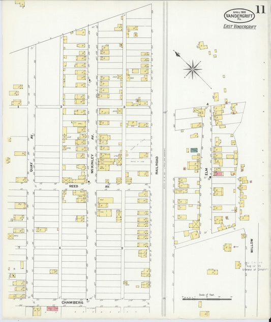 Sanborn Fire Insurance Map from Vandergrift, Westmoreland County, Pennsylvania (1909), Sheet #0011 - Historic Sanborn Fire Insurance Map Print, vintage old map wall art, antique decor, genealogy gift, Pennsylvania Pennsylvania map