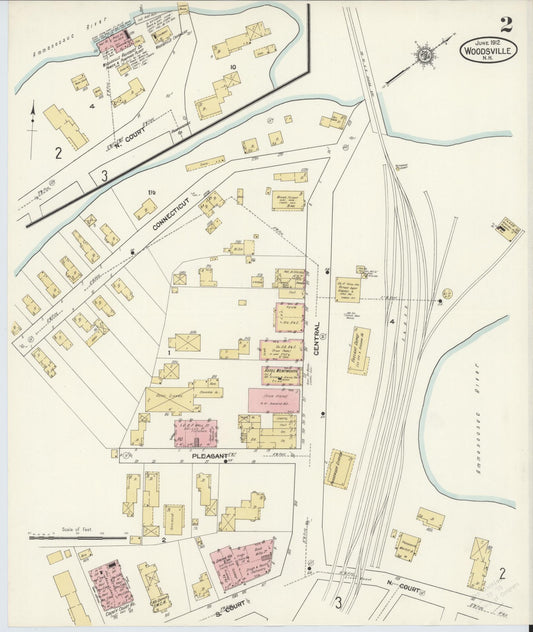 Sanborn Fire Insurance Map from Woodsville, Grafton County, New Hampshire (1912), Sheet #0002 - Historic Sanborn Fire Insurance Map Print, vintage old map wall art, antique decor, genealogy gift, New Hampshire New Hampshire map