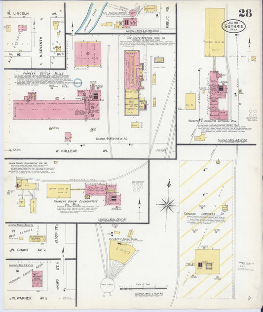 Sanborn Fire Insurance Map from Guthrie, Logan County, Oklahoma (1908), Sheet #0028 - Historic Sanborn Fire Insurance Map Print, vintage old map wall art, antique decor, genealogy gift, Oklahoma Oklahoma map