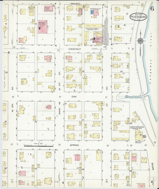 Sanborn Fire Insurance Map from Petersburg, Menard County, Illinois (1914), Sheet #0006 - Historic Sanborn Fire Insurance Map Print, vintage old map wall art, antique decor, genealogy gift, Illinois Illinois map