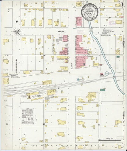 Sanborn Fire Insurance Map from Sidney, Champaign County, Illinois (1909), Sheet #0001 - Historic Sanborn Fire Insurance Map Print, vintage old map wall art, antique decor, genealogy gift, Illinois Illinois map