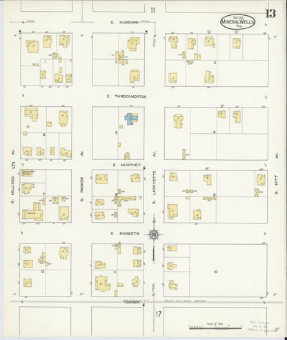 Sanborn Fire Insurance Map from Mineral Wells, Palo Pinto County, Texas (1912), Sheet #0013 - Complete Map Set gallery image, historic Sanborn map, vintage wall art, Texas Texas