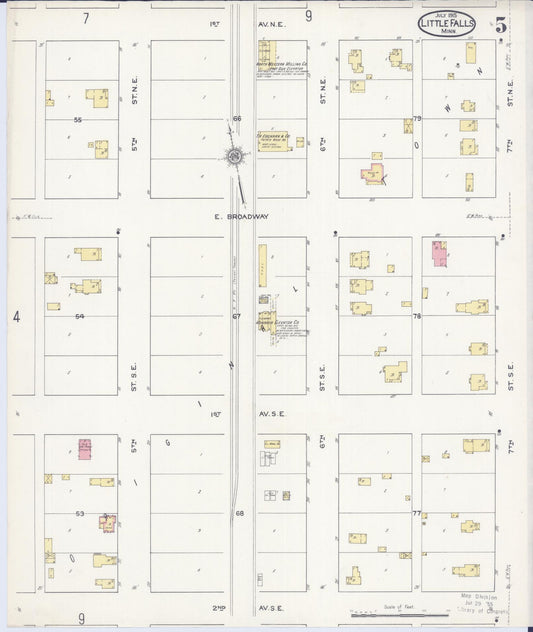 Sanborn Fire Insurance Map from Little Falls, Morrison County, Minnesota (1915), Sheet #0005 - Historic Sanborn Fire Insurance Map Print, vintage old map wall art, antique decor, genealogy gift, Minnesota Minnesota map