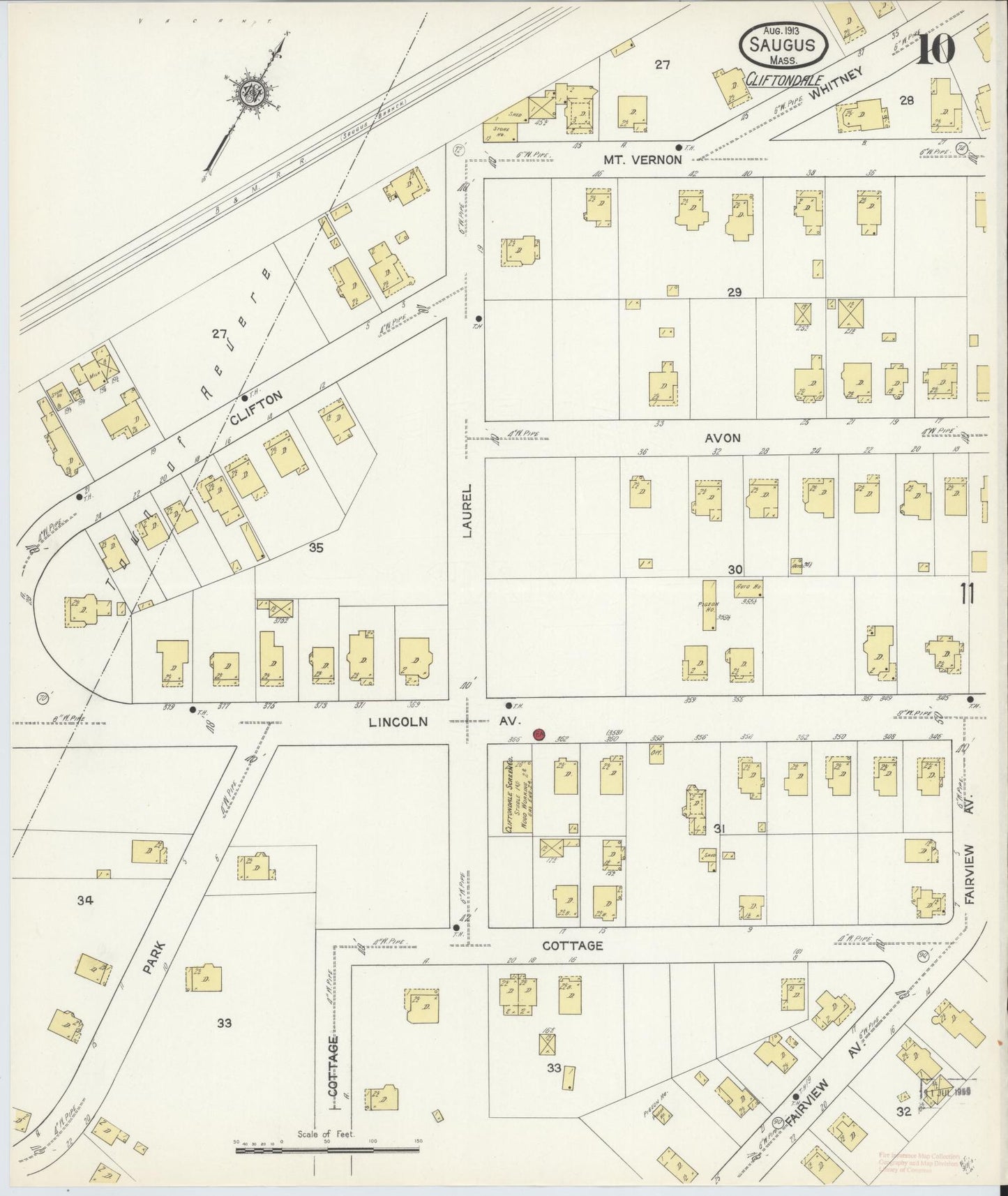 Sanborn Fire Insurance Map from Saugus, Essex County, Massachusetts (1913), Sheet #0010 - Complete Map Set gallery image, historic Sanborn map, vintage wall art, Massachusetts Massachusetts