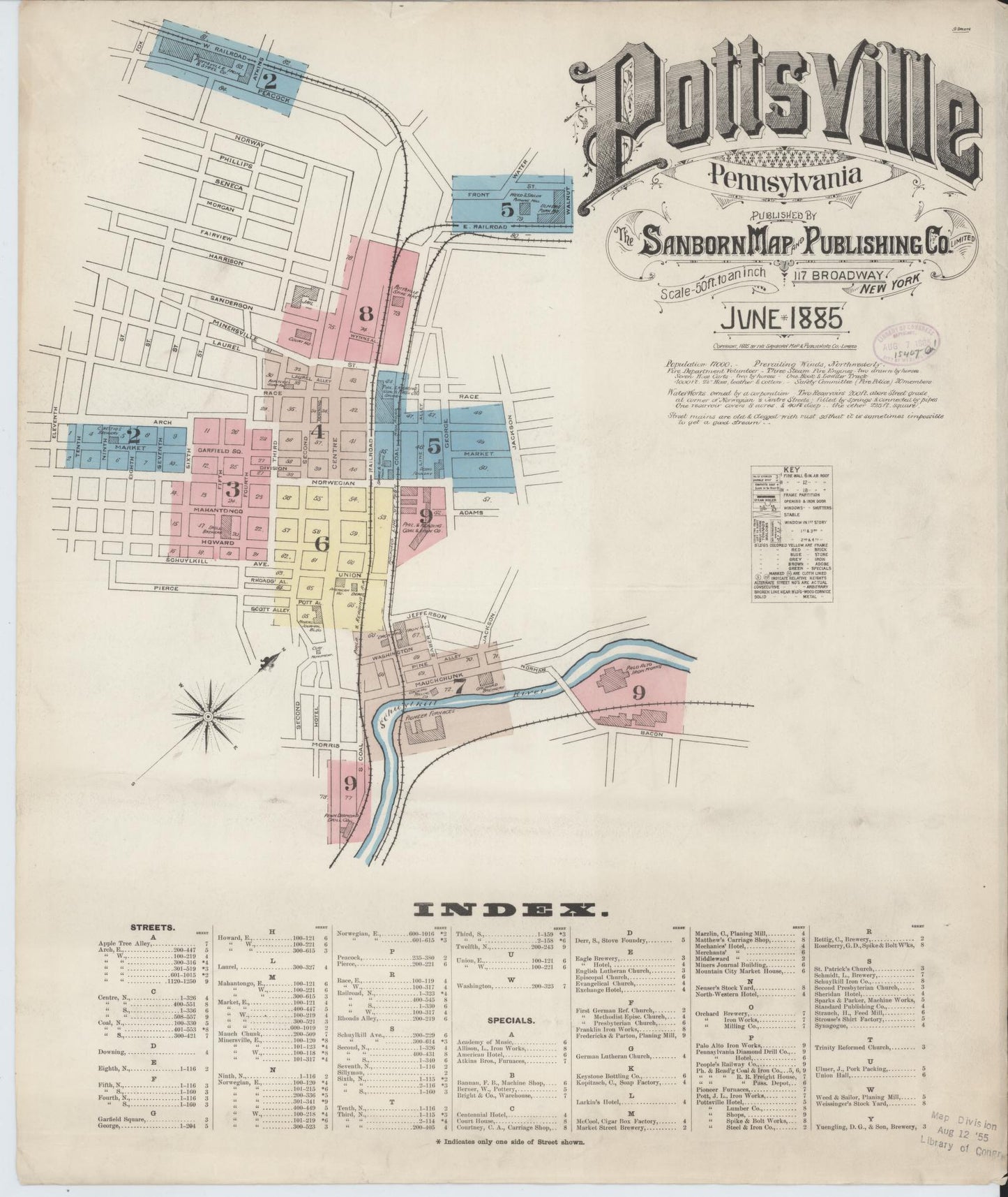 Sanborn Fire Insurance Map from Pottsville, Schuylkill County, Pennsylvania (1885), Sheet #0001 - Complete Map Set gallery image, historic Sanborn map, vintage wall art, Pennsylvania Pennsylvania