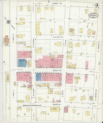 Sanborn Fire Insurance Map from Poteau, Le Flore County, Oklahoma (1916), Sheet #0003 - Complete Map Set gallery image, historic Sanborn map, vintage wall art, Oklahoma Oklahoma