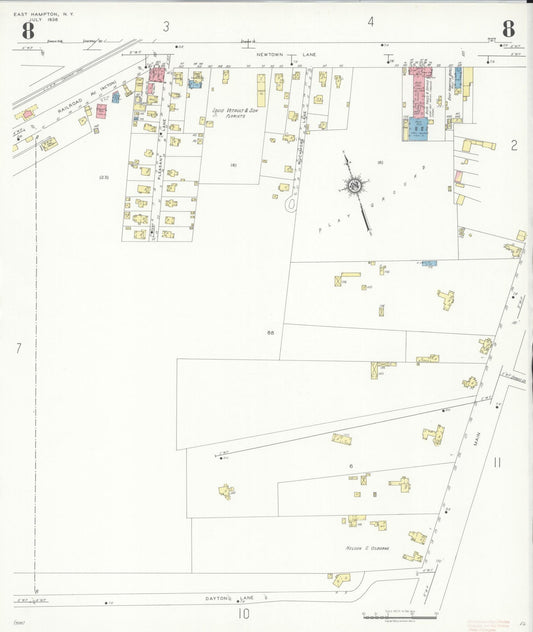 Sanborn Fire Insurance Map from Easthampton, Suffolk County, New York (1936), Sheet #0008 - Historic Sanborn Fire Insurance Map Print, vintage old map wall art, antique decor, genealogy gift, New York New York map