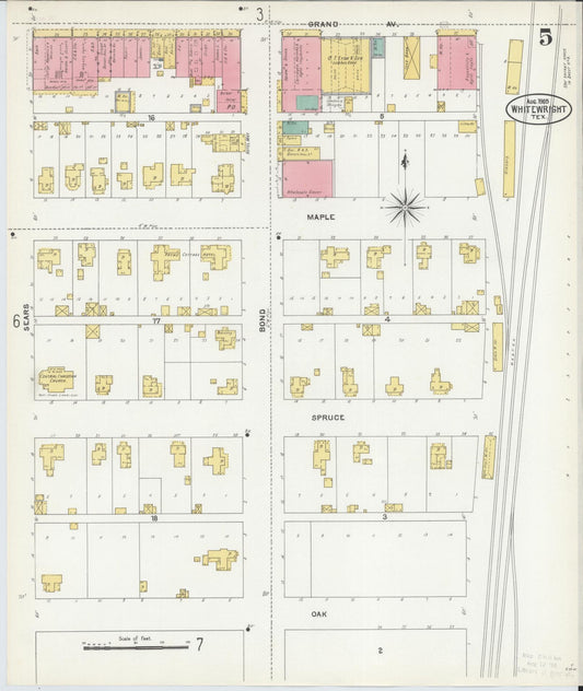 Sanborn Fire Insurance Map from Whitewright, Grayson County, Texas (1905), Sheet #0005 - Historic Sanborn Fire Insurance Map Print, vintage old map wall art, antique decor, genealogy gift, Texas Texas map