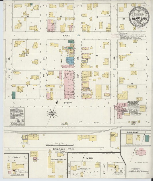 Sanborn Fire Insurance Map from Burr Oak, Saint Joseph County, Michigan (1909), Sheet #0001 - Historic Sanborn Fire Insurance Map Print, vintage old map wall art, antique decor, genealogy gift, Michigan Michigan map