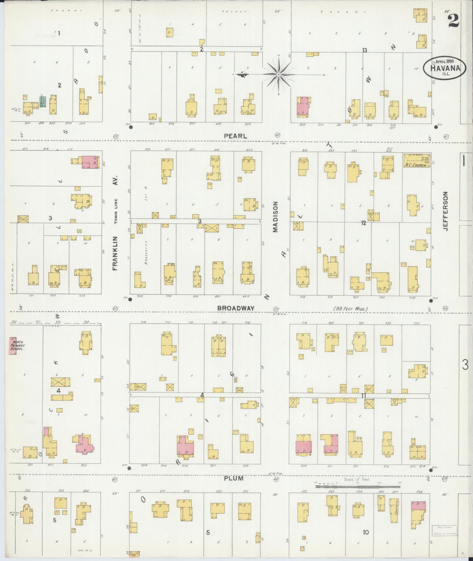 Sanborn Fire Insurance Map from Havana, Mason County, Illinois (1899), Sheet #0002 - Historic Sanborn Fire Insurance Map Print, vintage old map wall art, antique decor, genealogy gift, Illinois Illinois map