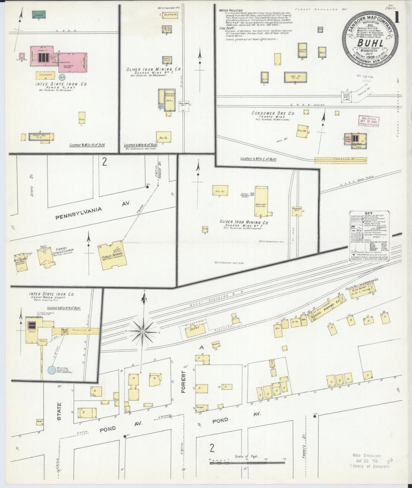 Sanborn Fire Insurance Map from Buhl, Saint Louis County, Minnesota. (1909) – Map View