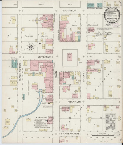 Sanborn Fire Insurance Map from Princeton, Caldwell County, Kentucky (1886), Sheet #0001 - Complete Map Set gallery image, historic Sanborn map, vintage wall art, Kentucky Kentucky