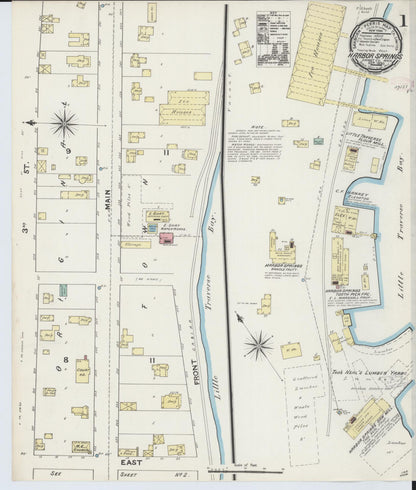 Sanborn Fire Insurance Map from Harbor Springs, Emmet County, Michigan (1890), Sheet #0001 - Complete Map Set gallery image, historic Sanborn map, vintage wall art, Michigan Michigan