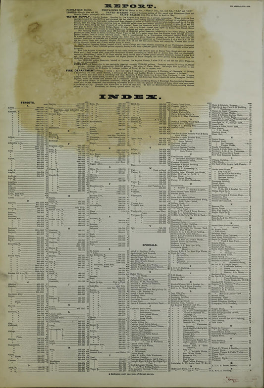 Sanborn Fire Insurance Map from Los Angeles, Los Angeles County, California (1894), Sheet #0001 - Historic Sanborn Fire Insurance Map Print, vintage old map wall art, antique decor, genealogy gift, California California map