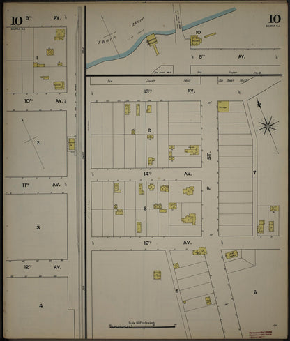 Sanborn Fire Insurance Map from New Jersey Coast, New Jersey Coast, New Jersey (1890), Sheet #0010 - Historic Sanborn Fire Insurance Map Print, vintage old map wall art, antique decor, genealogy gift, New Jersey Coast New Jersey map
