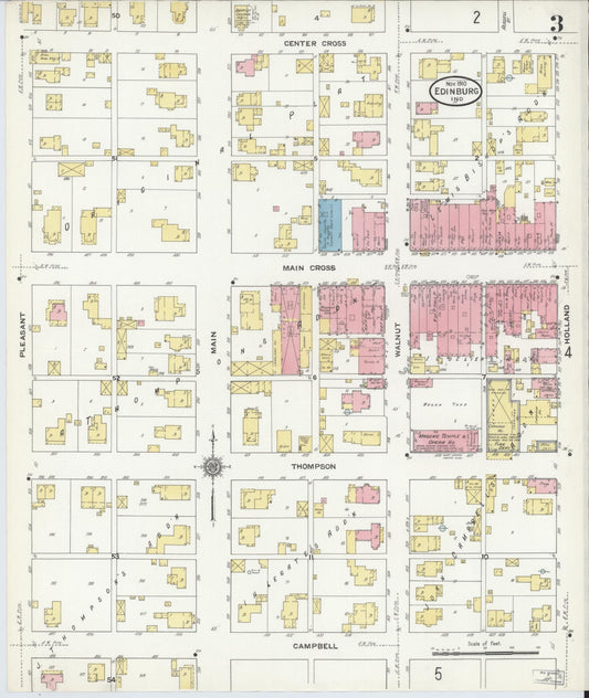 Sanborn Fire Insurance Map from Edinburg, Johnson And Bartholomew Counties, Indiana (1910), Sheet #0003 - Historic Sanborn Fire Insurance Map Print, vintage old map wall art, antique decor, genealogy gift, Indiana Indiana map