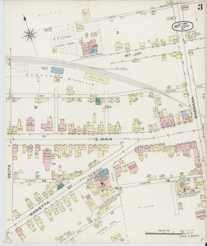 Sanborn Fire Insurance Map from Mount Joy, Lancaster County, Pennsylvania (1886), Sheet #0003 - Complete Map Set gallery image, historic Sanborn map, vintage wall art, Pennsylvania Pennsylvania