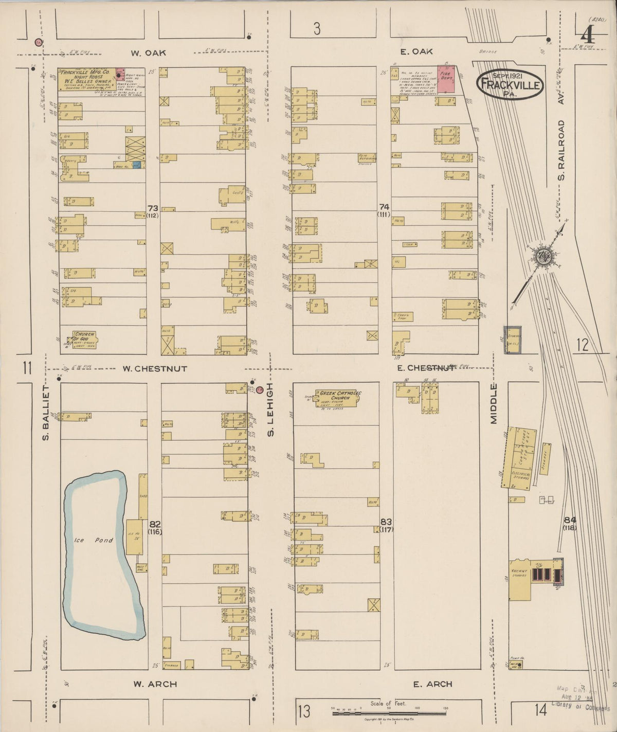 Sanborn Fire Insurance Map from Frackville, Schuylkill County, Pennsylvania (1921), Sheet #0004 - Complete Map Set gallery image, historic Sanborn map, vintage wall art, Pennsylvania Pennsylvania