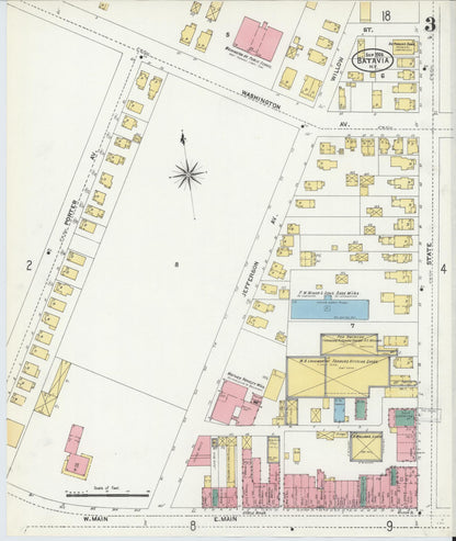 Sanborn Fire Insurance Map from Batavia, Genesee County, New York (1906), Sheet #0003 - Historic Sanborn Fire Insurance Map Print, vintage old map wall art, antique decor, genealogy gift, New York New York map