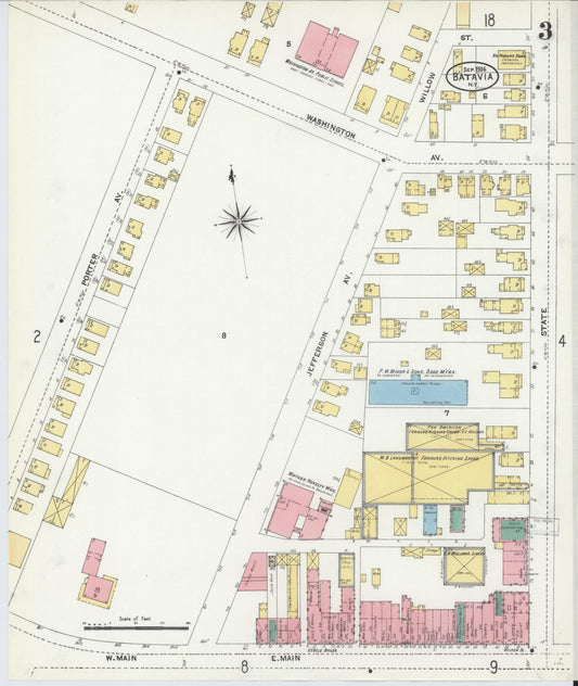 Sanborn Fire Insurance Map from Batavia, Genesee County, New York (1906), Sheet #0003 - Historic Sanborn Fire Insurance Map Print, vintage old map wall art, antique decor, genealogy gift, New York New York map