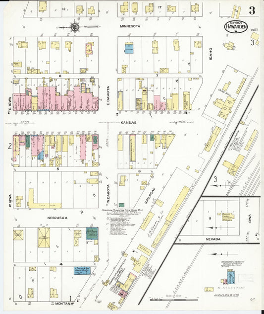 Sanborn Fire Insurance Map from Hawarden, Sioux County, Iowa (1909), Sheet #0003 - Historic Sanborn Fire Insurance Map Print, vintage old map wall art