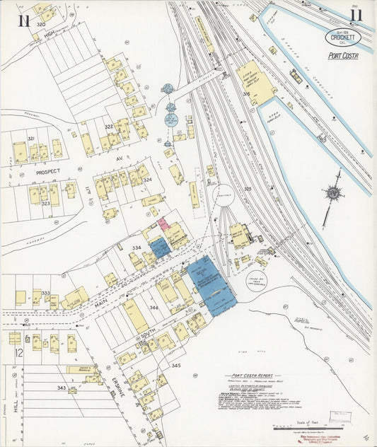 Sanborn Fire Insurance Map from Crockett, Contra Costa County, California (1924), Sheet #0011 - Historic Sanborn Fire Insurance Map Print, vintage old map wall art, antique decor, genealogy gift, California California map